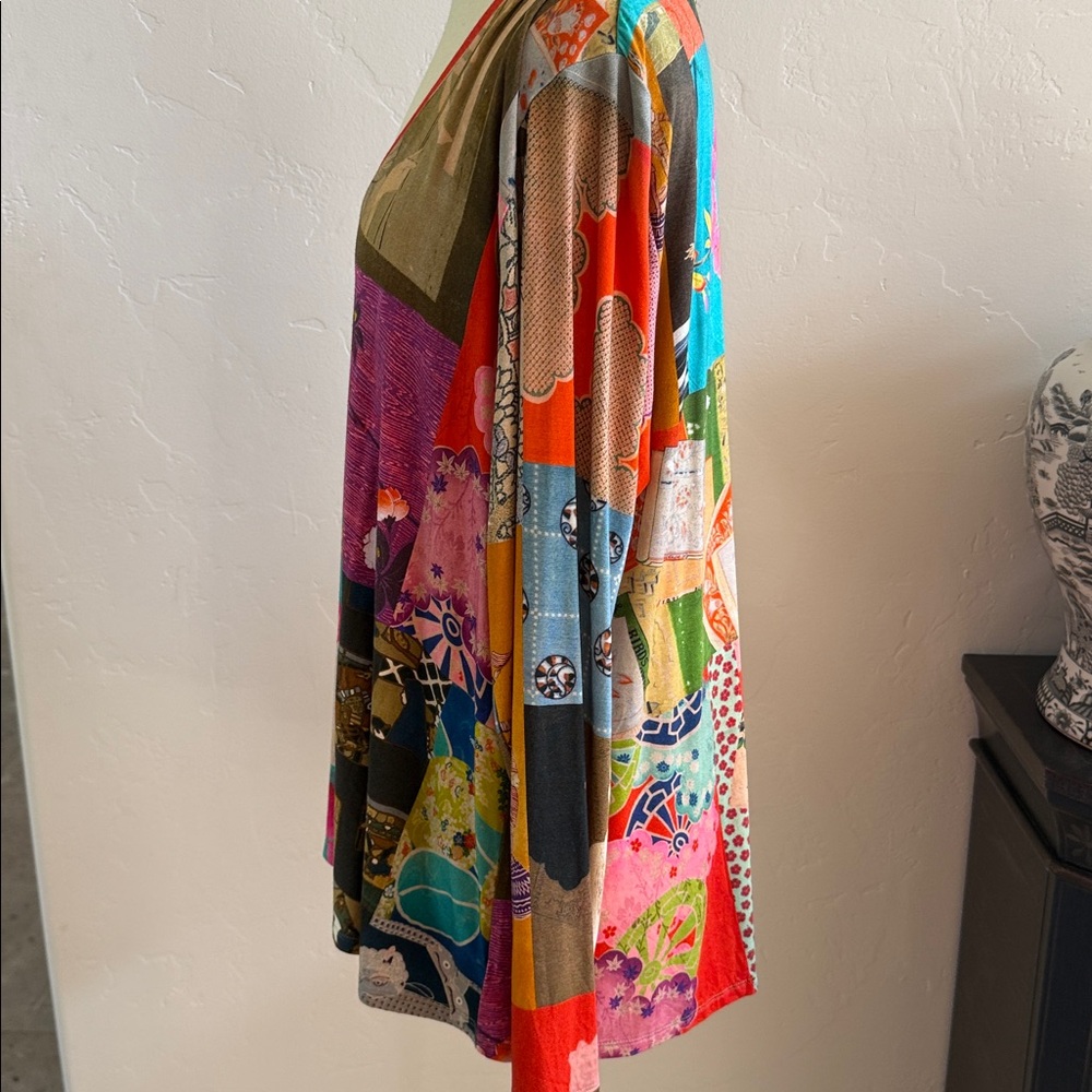 Johnny Was soft bamboo pullover top. Never worn. Size L. Colorful Asian prints. - Picture 2 of 5